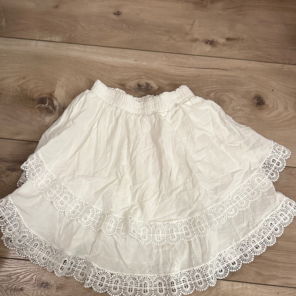 Peixoto White Skirt with Lace Detail